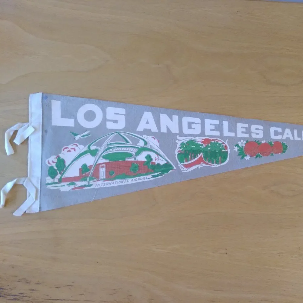 Vintage 60s Los Angeles California Pennant Flag